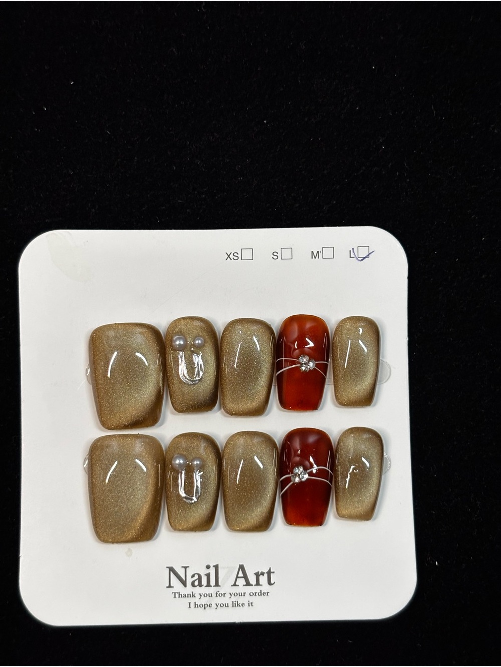 Nail Art Press-On Set in Gold and Amber by - Picture 2 of 2